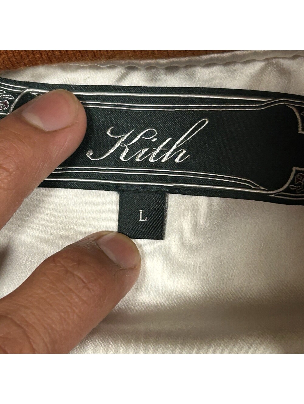 AUTHENTIC Kith Satin Orange Zip Up Sweater Jacket Size L - Picture 5 of 9